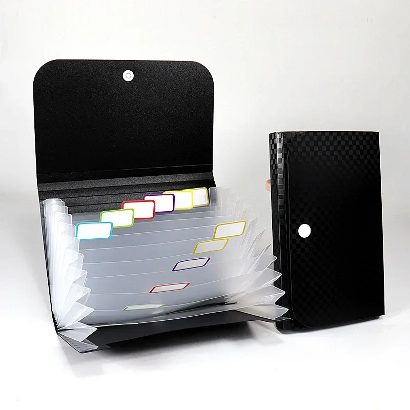 Small File Wallet Receipt Folder A6 Accordion Folder 7-layer 13-layer File Case Waterproof with Self-adhesive Index Tabs