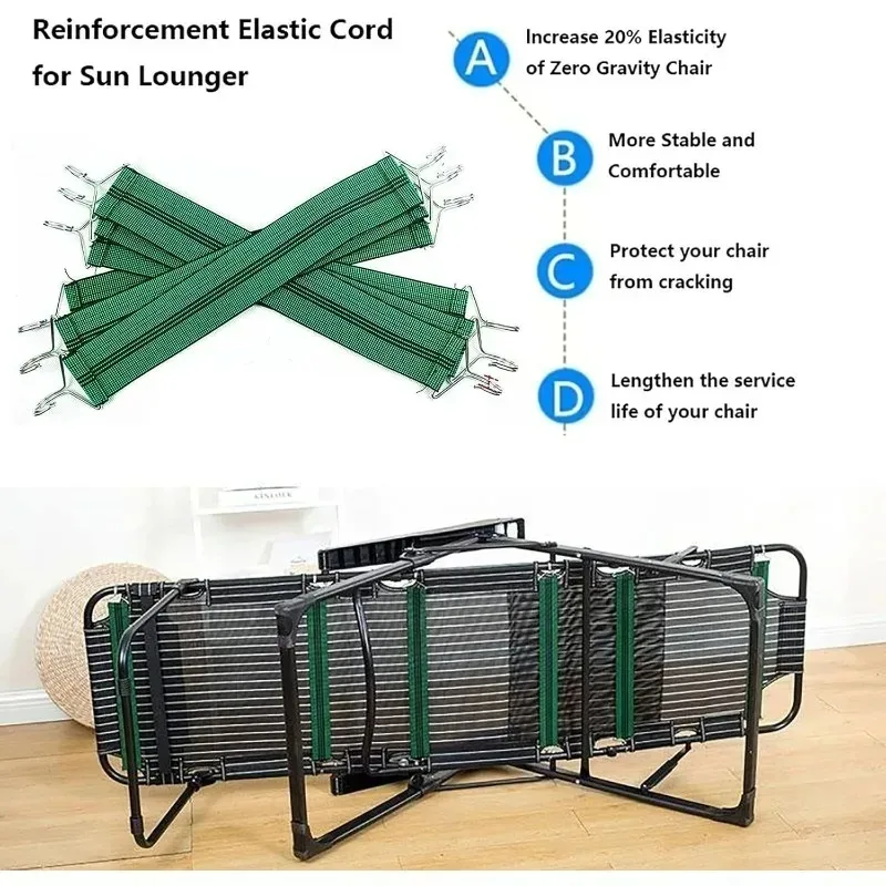 3/6Pcs Reinforcement Load-Bearing Elastic Belt Recliner Strap Fastening Strap Reinforcement Strap for Outdoor Deck Chair image 3