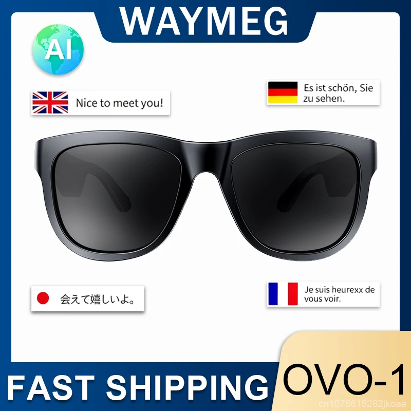 OVO-1 AI Glasses Translation Earphones Automatic Voice Smart Sunglasses Multi-function Outdoor Tourism Sports Stereo Headphones