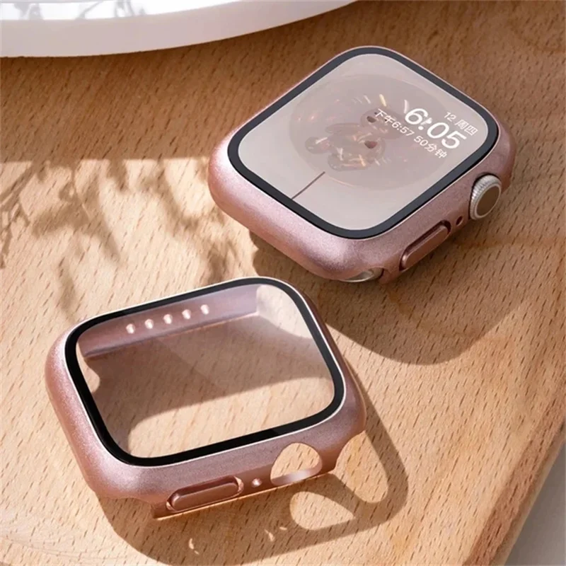 Szkło hartowane + osłona do Apple Watch Case Akcesoria 45mm 41mm 42mm 38mm Osłona ekranu PC iWatch 6 5 4 se 44mm 40mm