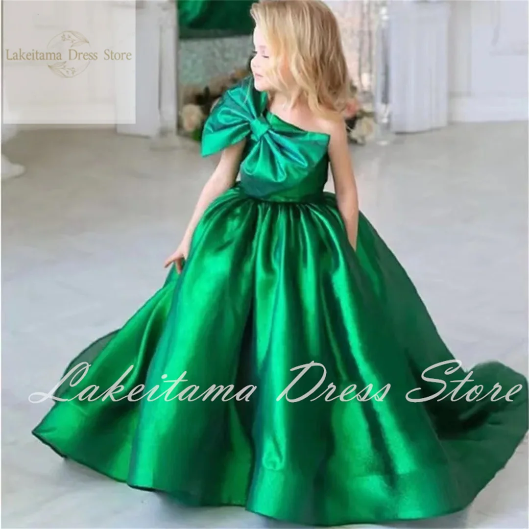 Robe de demoiselle d'honneur pour mariage, en satin, avec nœud, pour fête d'anniversaire, première communion, pour enfant