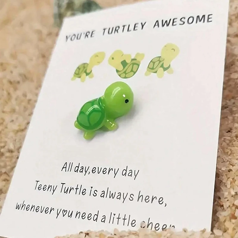 Handmade Emotional Support, You're Turtley Awesome, Turtle Motivational Gift, Cute Mini Green Turtle Decoration