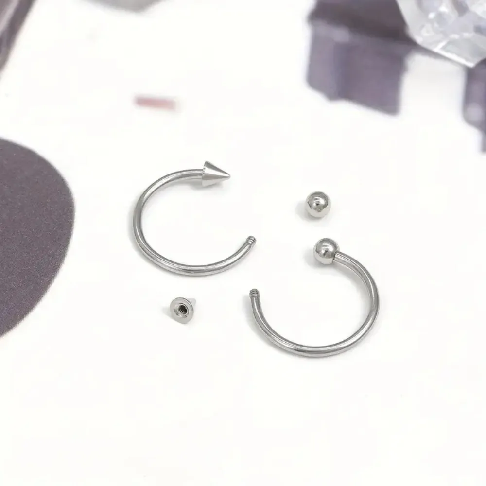 4pcs Simple Stainless Steel Nose Septum Ring Horseshoe Spiral Ear Screen Cartilage Earrings Lip  Eyebrow Piercing Jewelry Y2K