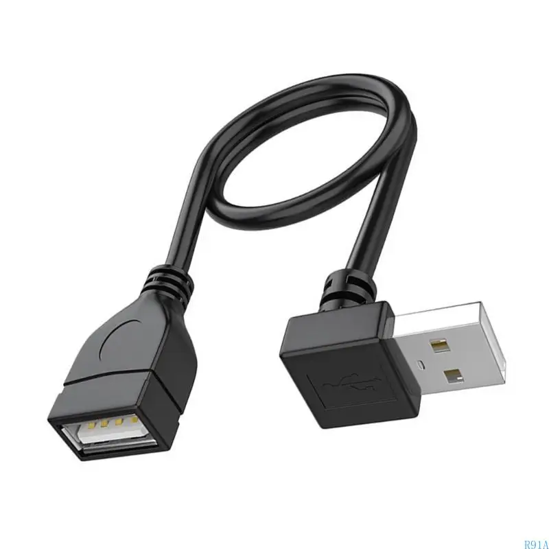 R91A USB 2.0 케이블 수컷에서 여성 연결 확장 코드 90도 각도 랩탑 키보드 및 USB 플래시 드라이브