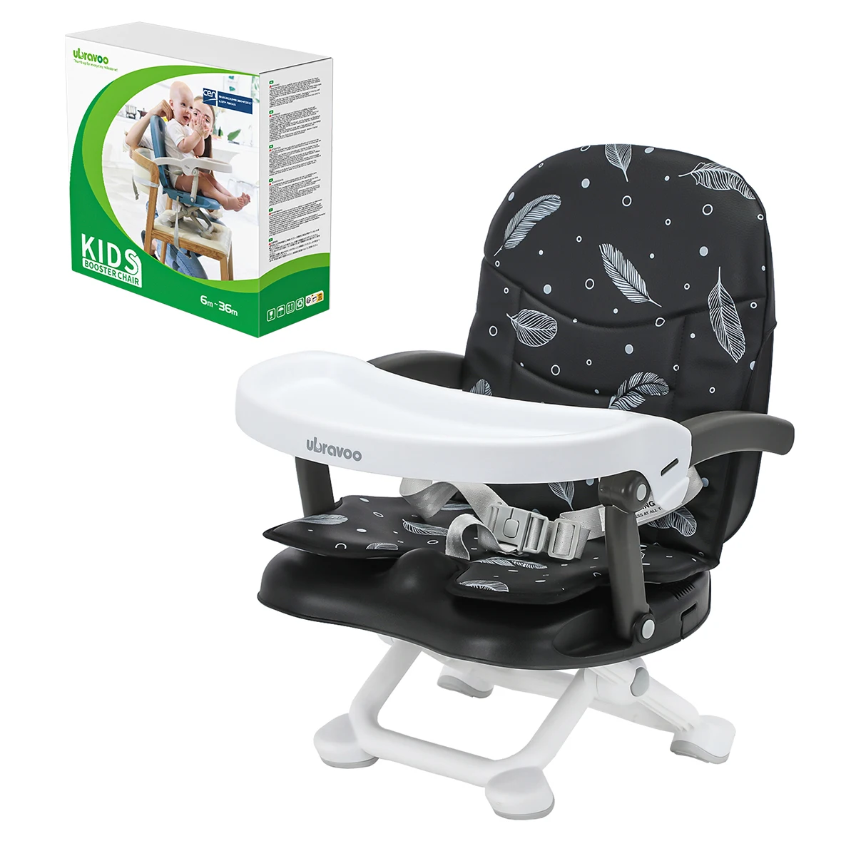 UBRAVOO-asiento elevador portátil 2 en 1 para niños pequeños, mesa de comedor con bandeja extraíble y almohadilla de asiento, silla alta para viajes, ACE1013-US