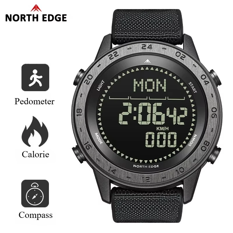 

NORTH EDGE TANK 3 мужские цифровые военные часы спортивные часы на открытом воздухе шагомер калорий компас водонепроницаемые наручные часы 50 м