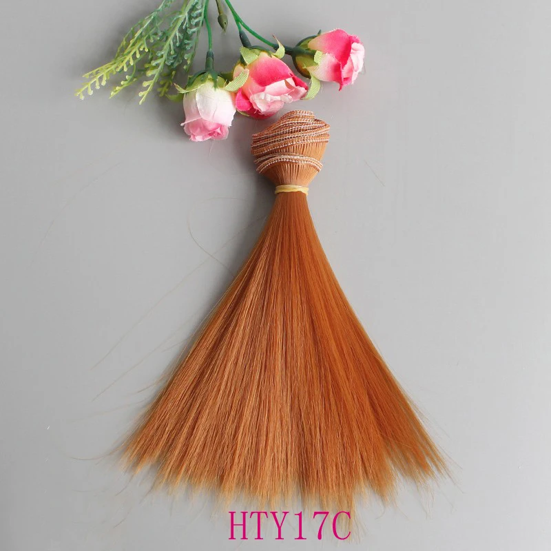 1pcs doll hair 15cm 25cm Pink Yellow Purple Green Blue color straight doll wigs for Russian handmade diy accessory