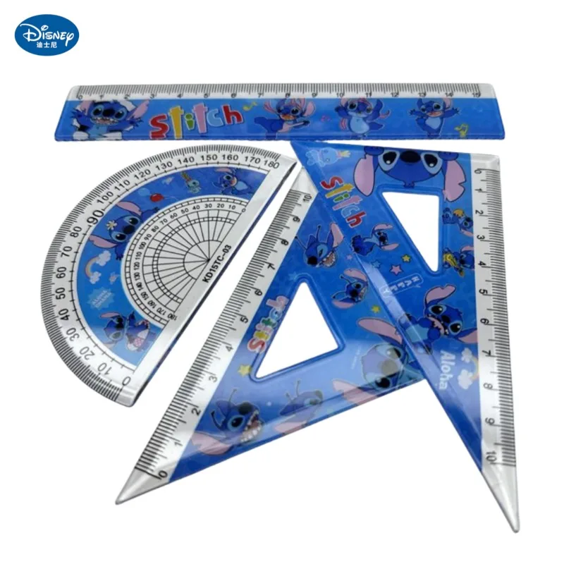 Disney dikiş Lilo ve dikiş karikatür şeffaf üçgen cetvel seti öğrenci sınav çizim ölçüm kırtasiye toptan
