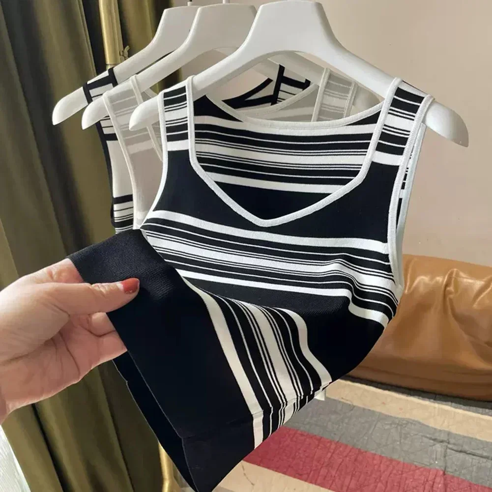 نزهة عادية الاستخدام اليومي محبوك مخطط بروتيل السيدات الصيف أزياء السيدات محبوك بروتيل الملابس العادية طول