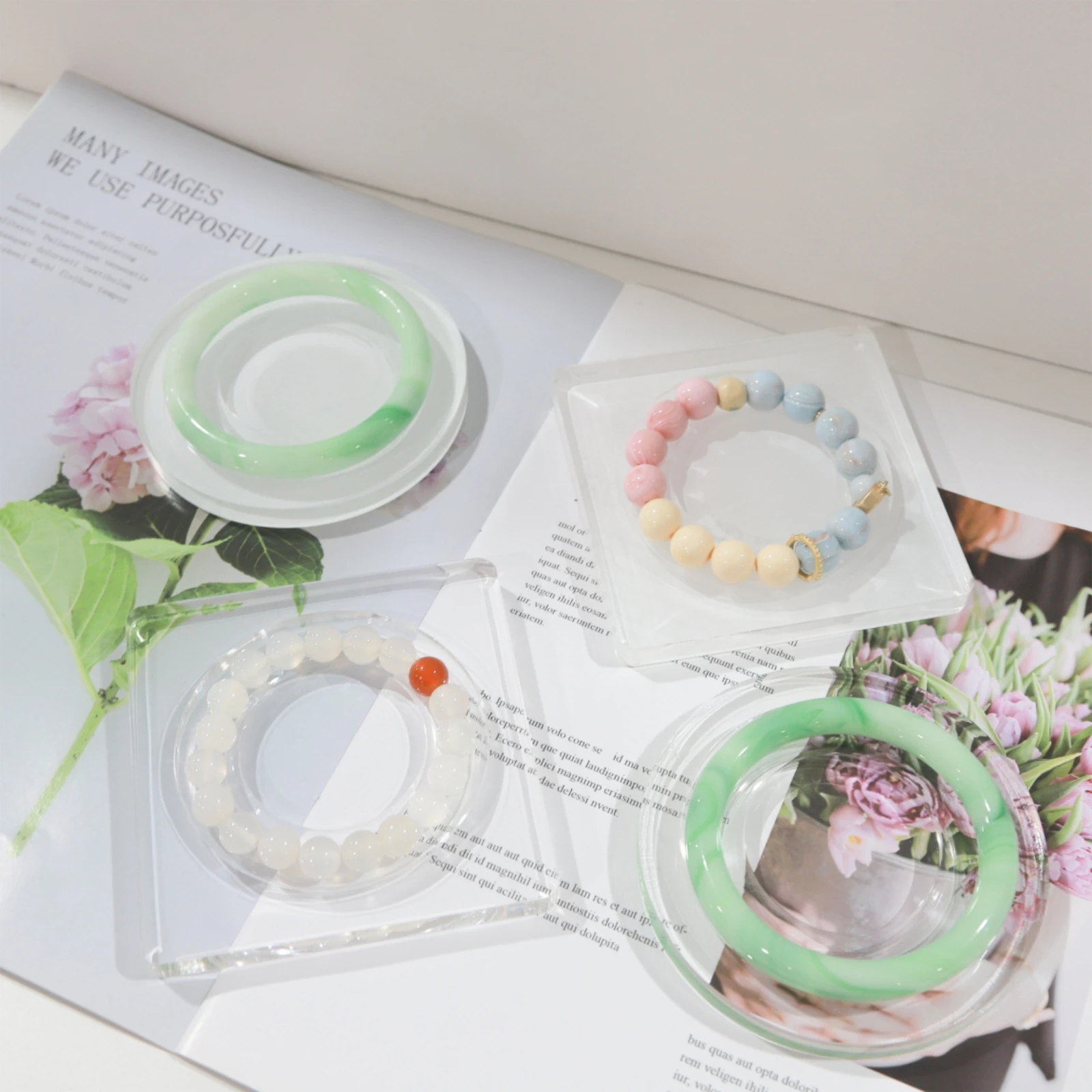 Jewelry Display Tray Clear Bangle Display Tray Acrylic Bracelet Holder Transparent Organizer Visible for Jewelers, Vanity