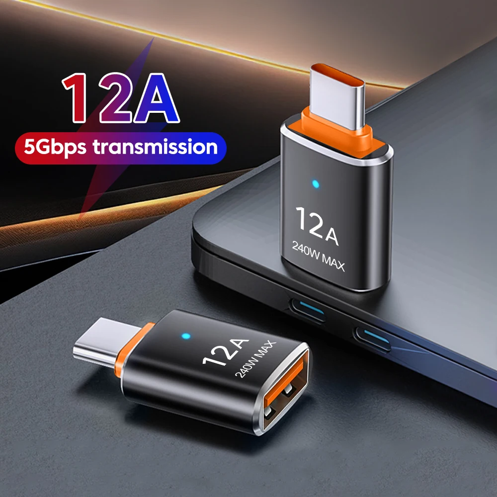 12A Type C To USB3.0 Adapter OTG USB Female To Type C Male Fast Charging Converter For iPhone 15 Tablet Notebook Android Phones