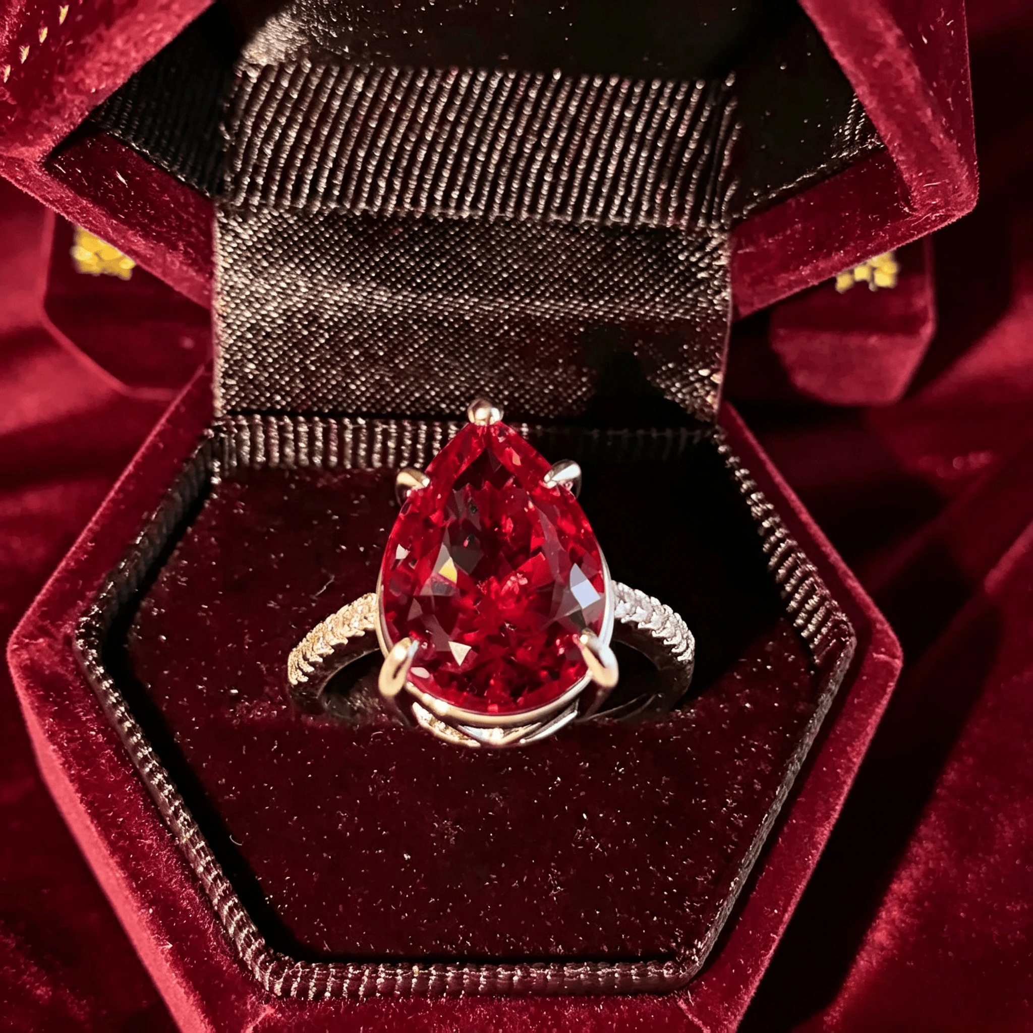 Elegant 925 Sterling Silver Water Drop Ice Flower Cut Bright High Carbon Diamond Simple Fashion Women's Ring