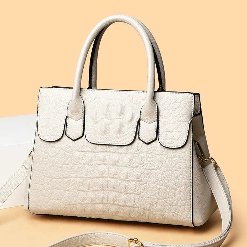 Luxury Designer Women's Crocodile Pattern Shoulder Bag High Quality Soft PU Leather Women Handbag Large Capacity Crossbody Bags