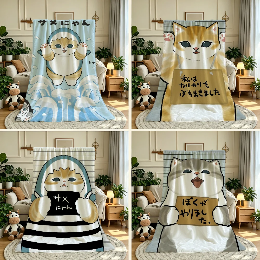 Kawaii Cat Christmas M-Mofusand Blanket Throw Super Cosy Plush Living Room Sofa Couch Childish Birthday Gifts