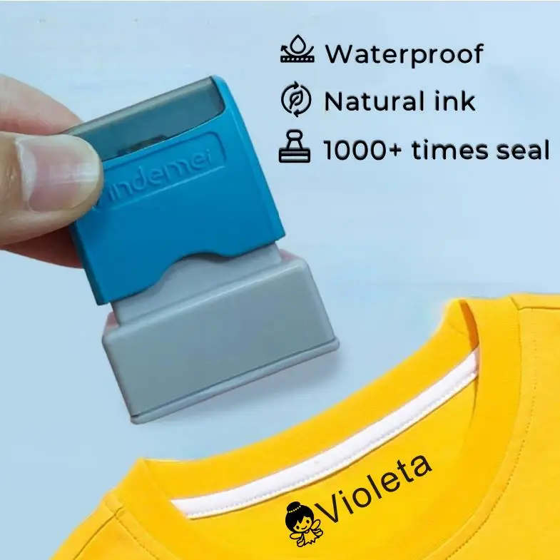 Tintas de carimbo com nome personalizado, estudante pessoal, criança, bebê, gravado, à prova d'água, não desbota, jardim de infância, desenho animado, roupas, selo de nome