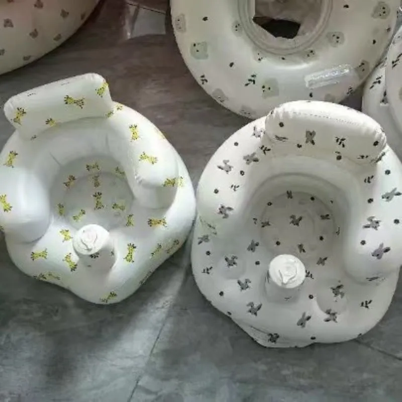 Portable Inflatable Baby Bath Seat Sofa with Back Support Foldable Inflatable Infant Shower Chair for Bathing Training Playing