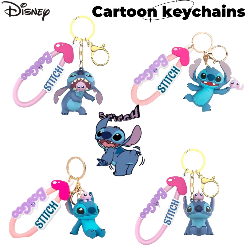 

New Disney Stitch Anime Peripherals Creative Cartoon Couple Keychain Hanging Chain Student Bag Decoration Pendant Holiday Gifts