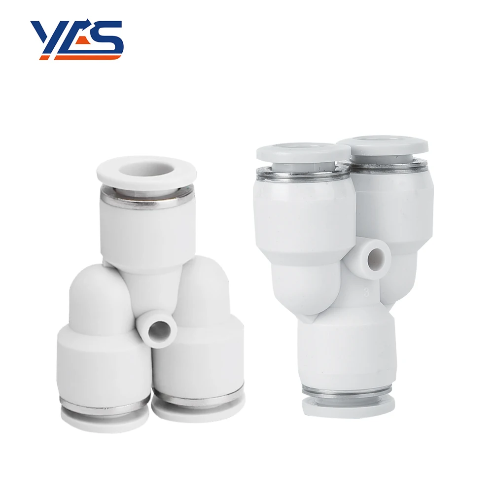 High Quality White PY Series Three-Way Y-Type Stable Durable Quick Connect Tube Pipe Pneumatic Fitting Plastic Fitting