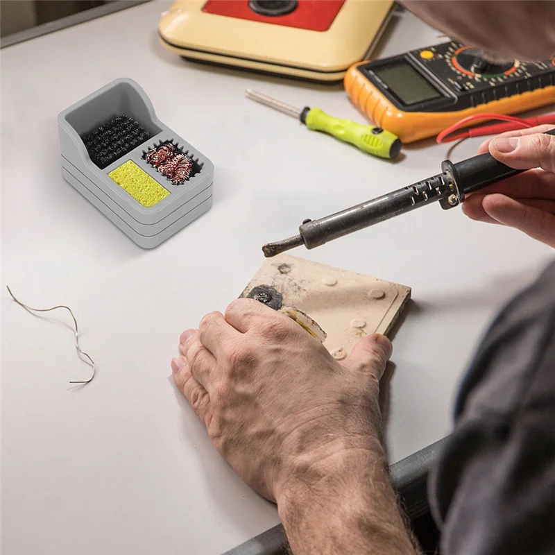 ABJY-Lötkolben-Spitzenreiniger, Entlötgeflecht, Box, Kupferdraht, Kugel, Stahldrahtbürste und Spitzenreinigungsschwamm