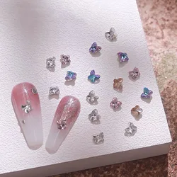 30/100Pcs New 5mm Mini Pointed Bottom Butterfly Glass Crystal Nail Art Rhinestones 3D Manicure DIY Decoration Accessories