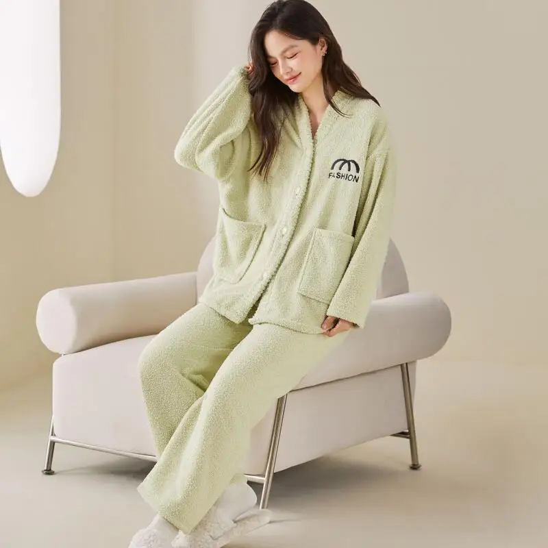 

Верхняя одежда для девочек, пижамы, домашний комплект, домашняя одежда, одежда для сна, домашняя одежда, кардиган с полуворсом, бархатная ночная рубашка, женская осень-зима