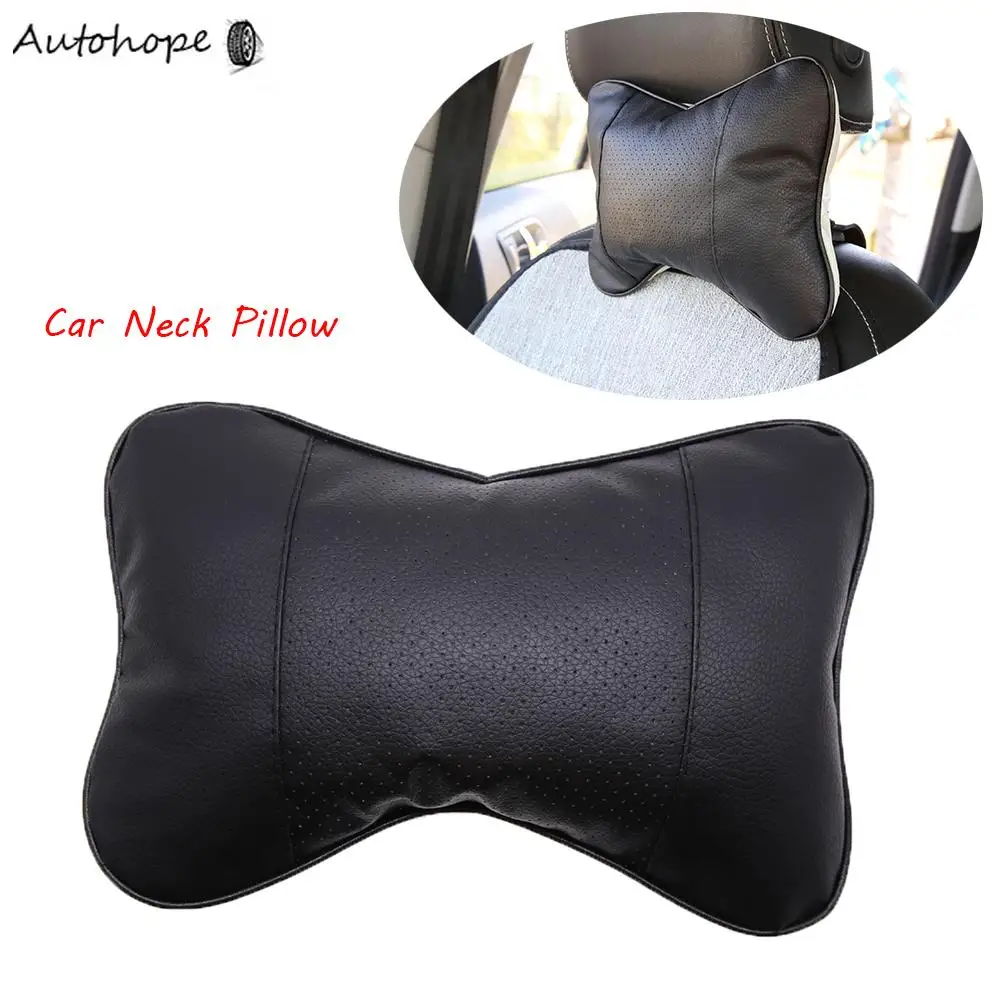 1/2PC Car Neck Pillow Filled Fiber Pu Leather Pack Headrest Backrest Cushion Protector Neck Support Car Seat Universal