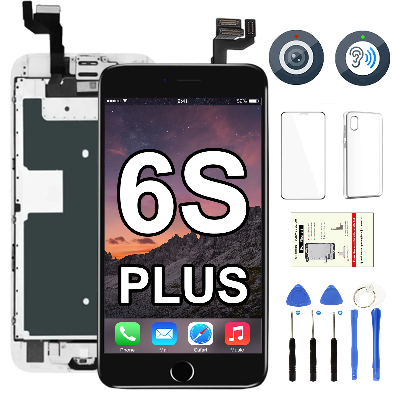 

AAA Full Set Display For iPhone 6S Plus 6SP LCD Screen Replacement 5.5" inches Black White Touch Digitizer Complete Assembly