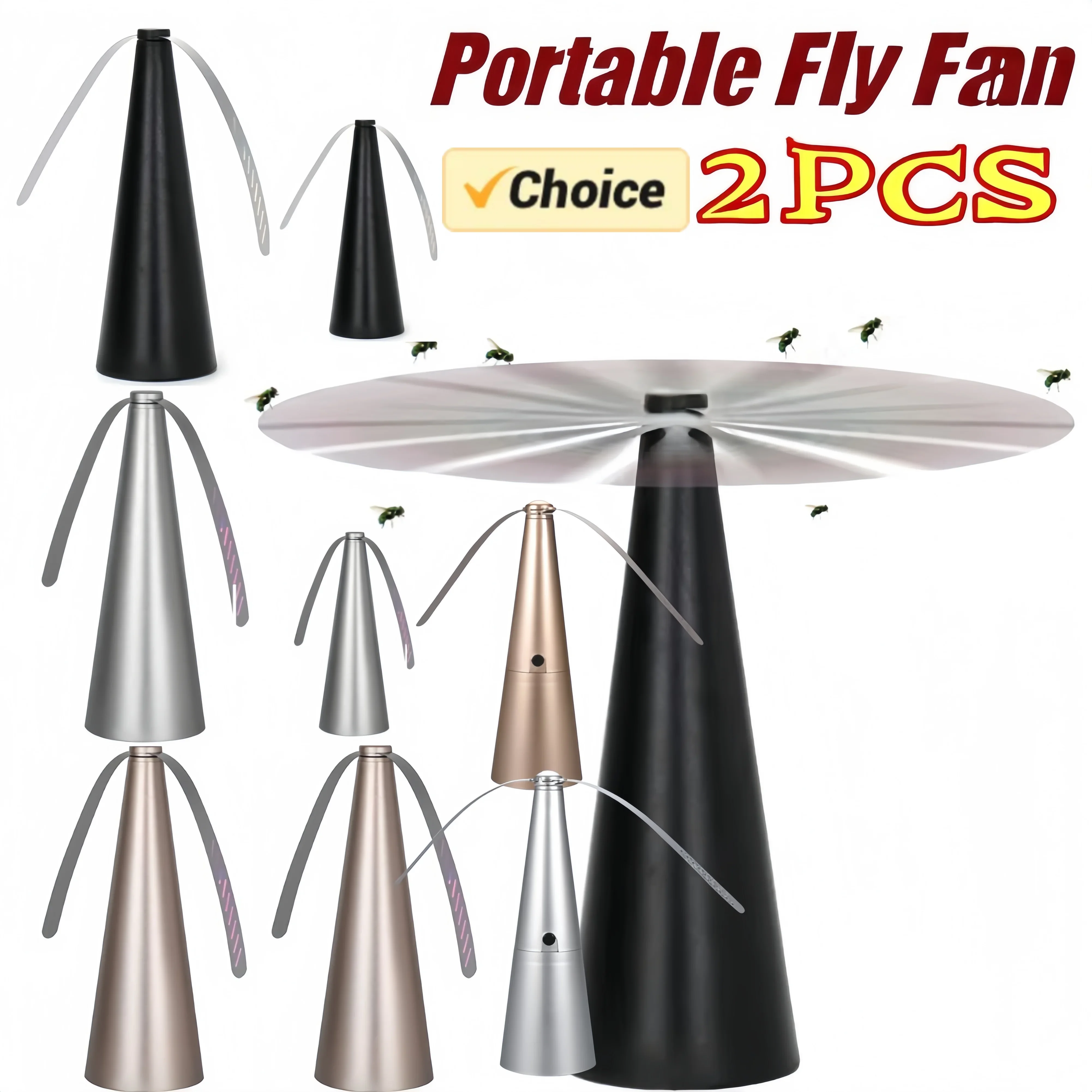 1/2PCS Fly Fans for Tables Fly Repellent Fan Table Top Fly Fan Portable Outdoor Picnic Fan for Picnic Restaurant Party Home BBQ