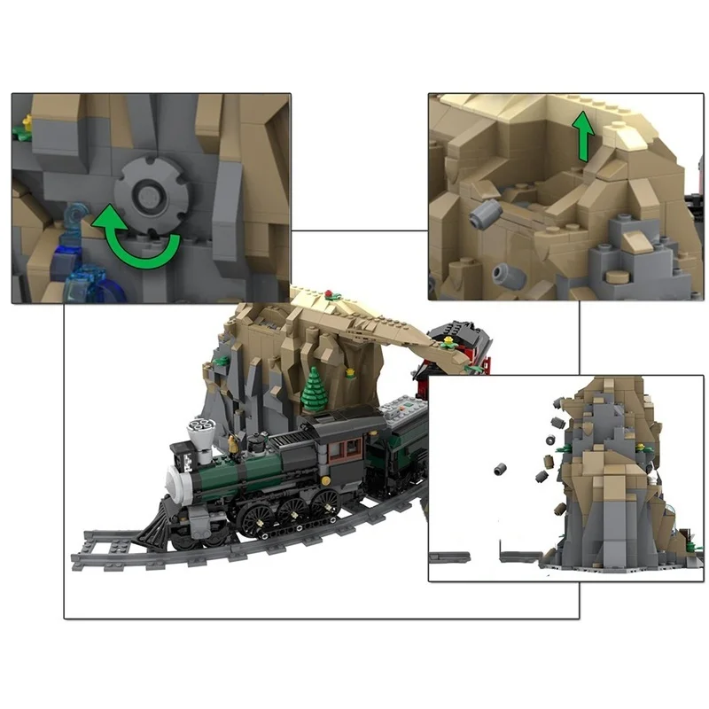 828pcs MOC Coastline Natural Bridge Train Tracks Model Building blocks Christmas gifts Assemble DIY toy creative Education Kids