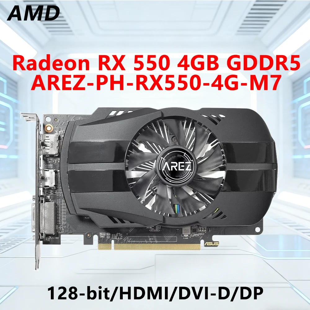 

AMD RX 550 4GB GDDR5 ASUS AREZ PH RX550 4G M7 graphics card 128-bit DVI-D HDMI 2.0b DP 1.4 for Desktop PC Computer GPU