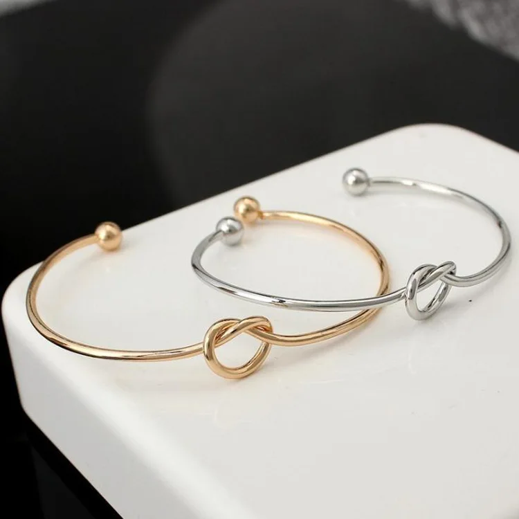 New Fashion Adjustable Knot Cuff Bracelets & Bangles For Women Jewelry Gift Simple Smooth LOVE Valentine's Day Gift