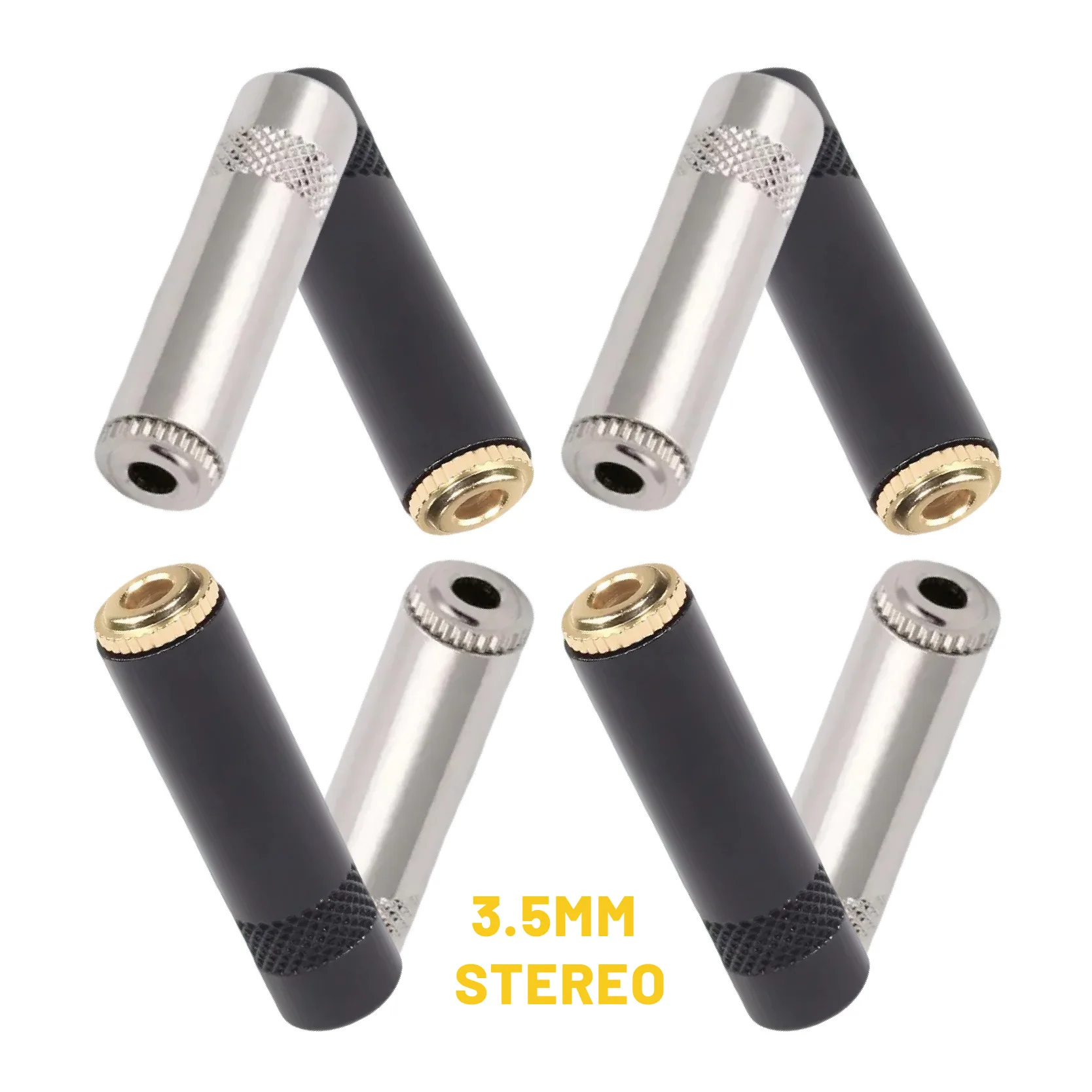 2 قطعة 3.5 مللي متر الصوت أنثى جاك لحام موصل 3 القطب محولات سماعة رأس ستيريو أسود فضي #1