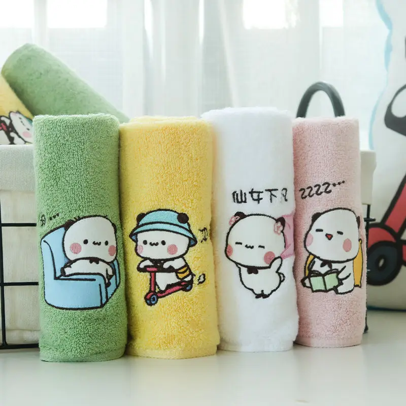 Kawaii Bubu And Dudu Towel Cute Soft Strong Water Absorption Bear Square Hand Towel Cotton Household Products Baby Shower gifts