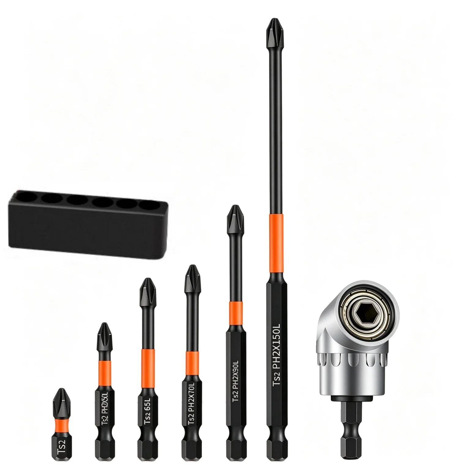 7Pcs Phillips Screwdriver Bit 105° Right Angle Drill Adapter PH2 Magnetic Impact Driver Bit Woodworking Accessories Repair Tool