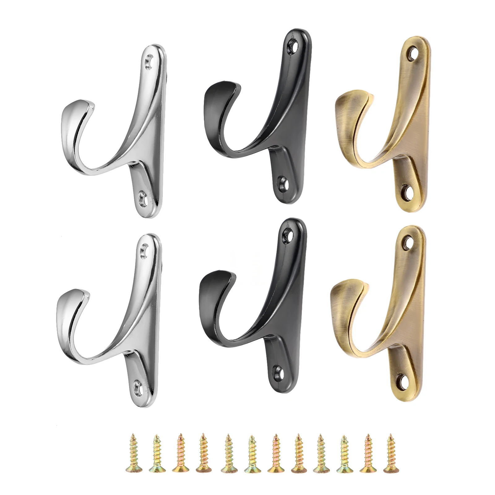 2pcs Curtain Holdbacks Minimalist Hooks w/screw Alloy Tie Backs Wall Mouted Bronze/Silver/Black Hanging Coat Bag Hat Keys Towels
