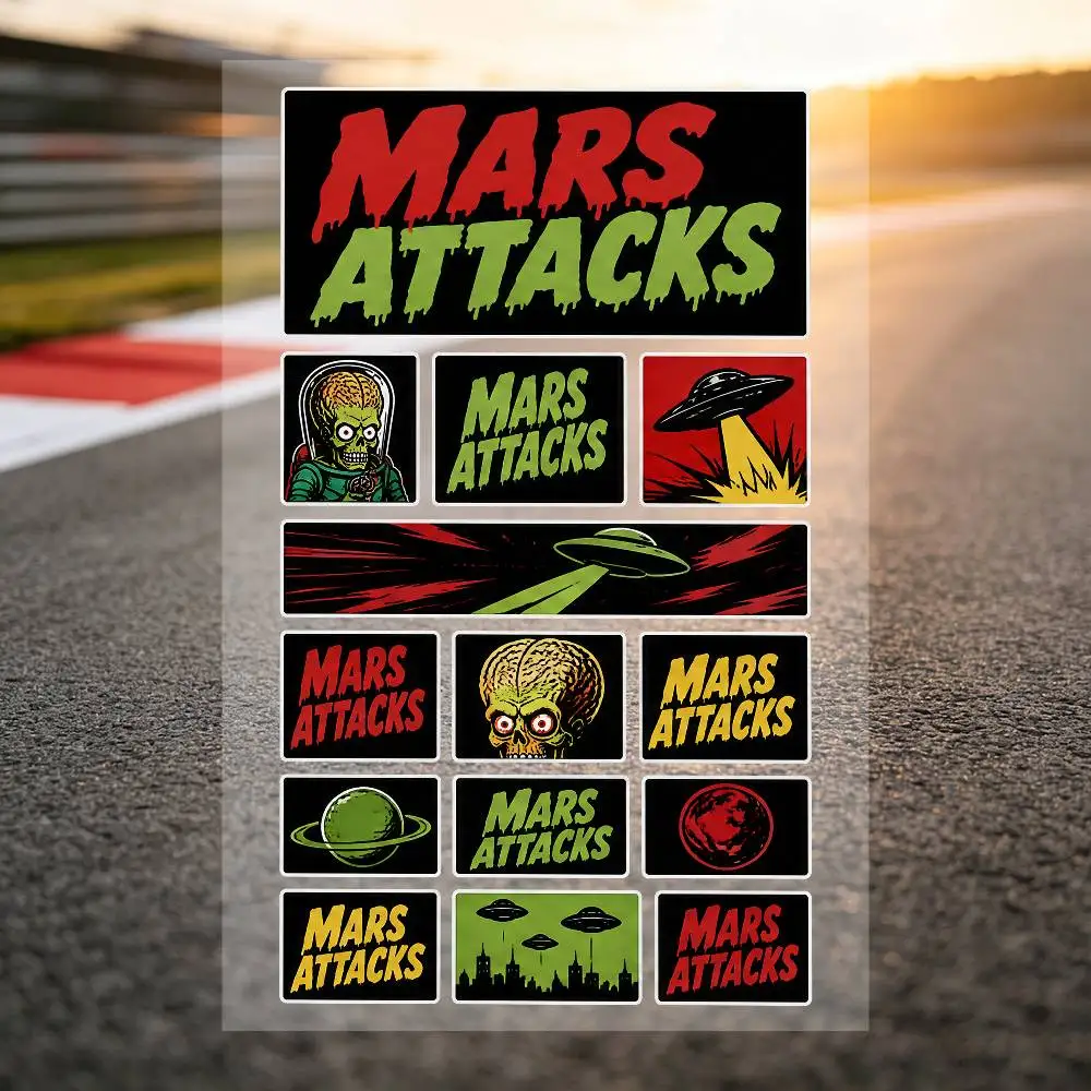 Poster M-mar-s A-ttac-ks Durable Waterproof Reflective Decor Sticker Scratch Cover For Motorcycle Car Helmet Fridge Accessories