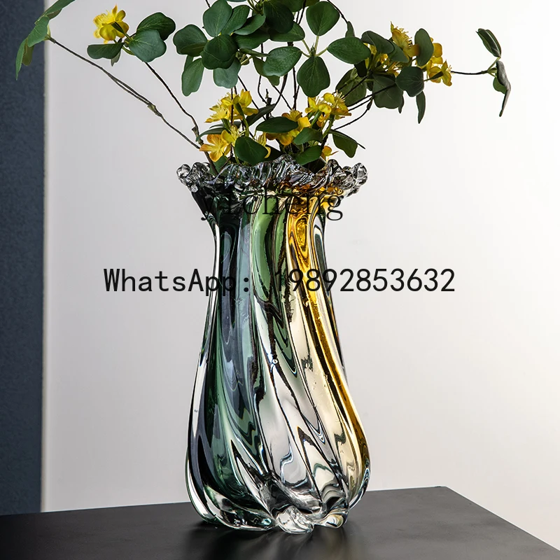 light luxury crystal glass vase flower green plant flower arrangement living room entrance artwork ornament