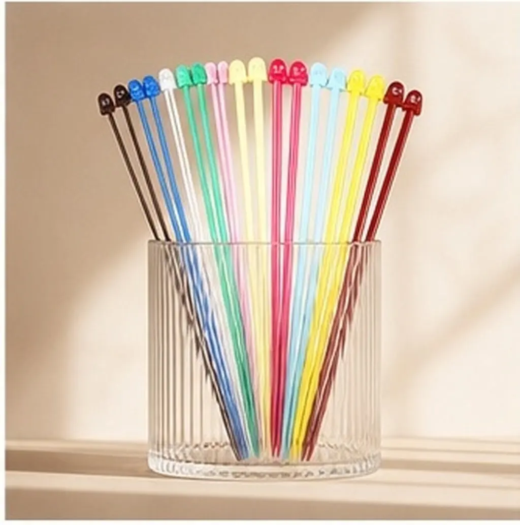 10Pairs 25cm Long Colorful Plastic Straight Single Pointed Knitting Needles 20mm 65mm Sizes Metric Marked Separate Packaging