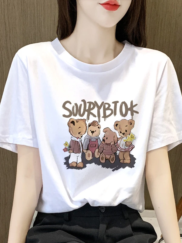 

European Sle Pure Cotton ort Sve T-irt Women's Loose Slimming Beautiful Summer Faionable Top Quali Korean Version