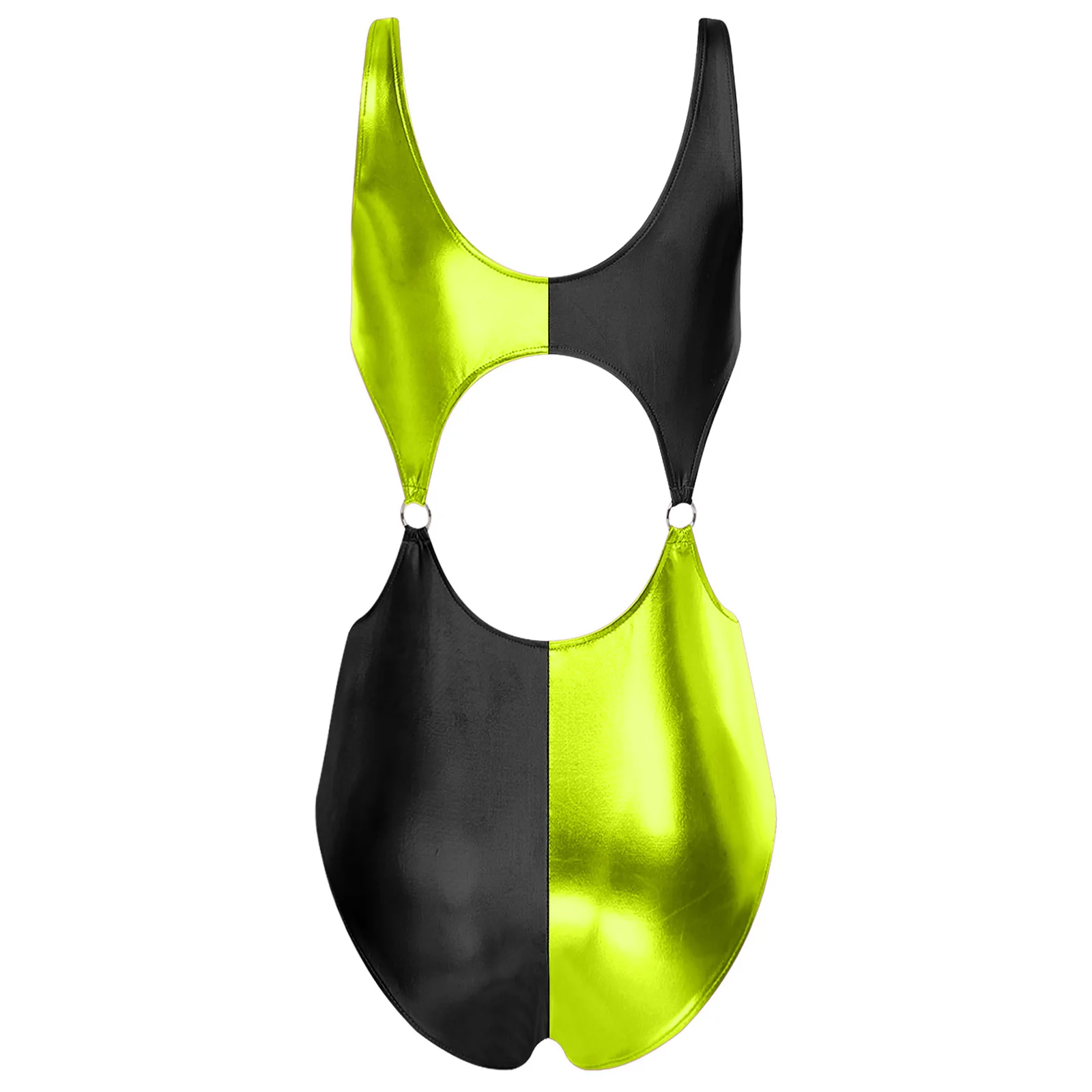 المرأة لامعة انقطاع القطب الرقص ارتداءها أكمام الجوف خارج O-حلقة مرتبطة حبال يوتار قطعة واحدة ملابس السباحة كلوبوير