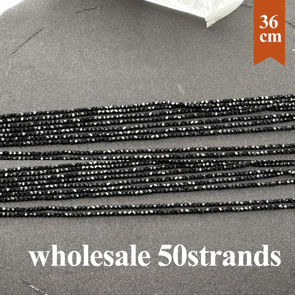 

50 Strands Natural Black Spinel Small Beads 2mm 3mm Faceted Round Glass Spacer Stone Beaded Bracelet DIY Jewelry Making Necklace