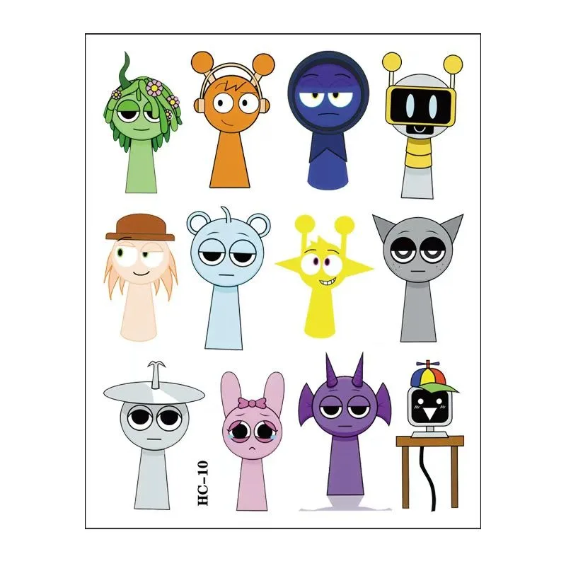 Sprunki Sticker Kind Tijdelijke Tates Waterdicht Verjaardagsfeestje Anime Sticker Cool Cosplay Decoratie Meisjes Jongens Cadeau