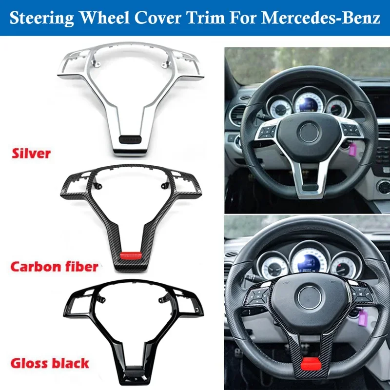 

Car Steering Wheel Panel Cover Trim For Mercedes-Benz A C E Class W176 W204 C63 W212/W207 E63 Auto Stickers Decor Accessories