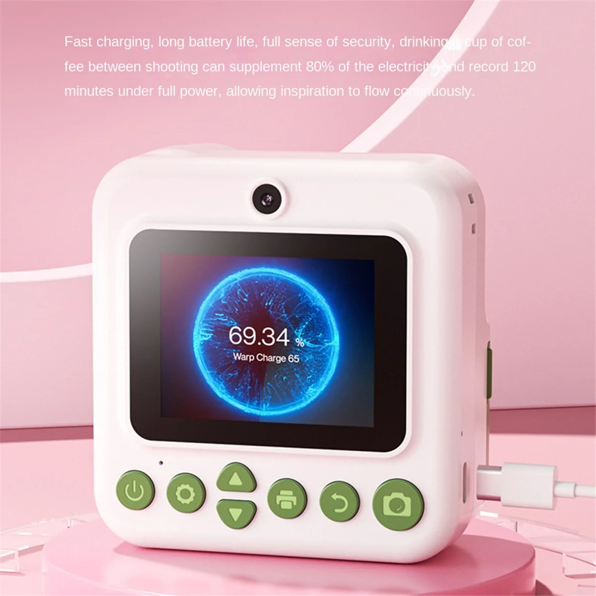 Aparat cyfrowy dla dzieci ABPS do fotografowania, natychmiastowego drukowania zdjęć, mini aparat termiczny z drukarką, drukowanie wideo i kolorów, zielony
