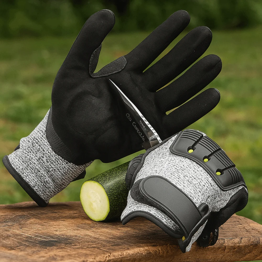 

Shock Absorbing Mechanical TPR Gloves Oil-proof Nitrile Dipped Palm Anti Cutting Gloves TPR Material Impact Protection