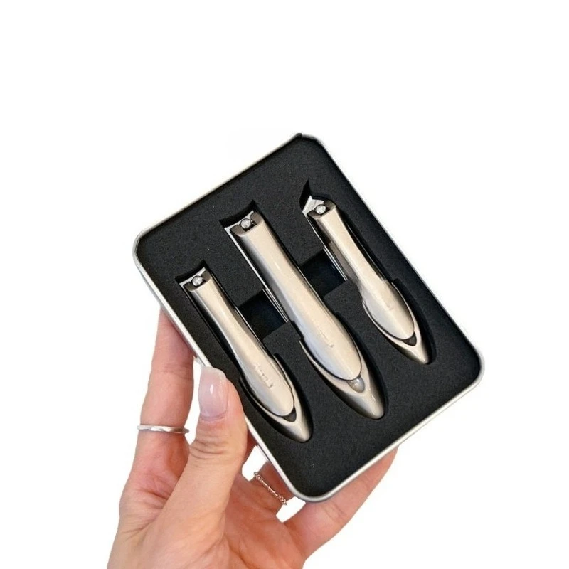 For Splash Resistant Stainless Steel Nail Scissors Three-piece Set Nail Clippers