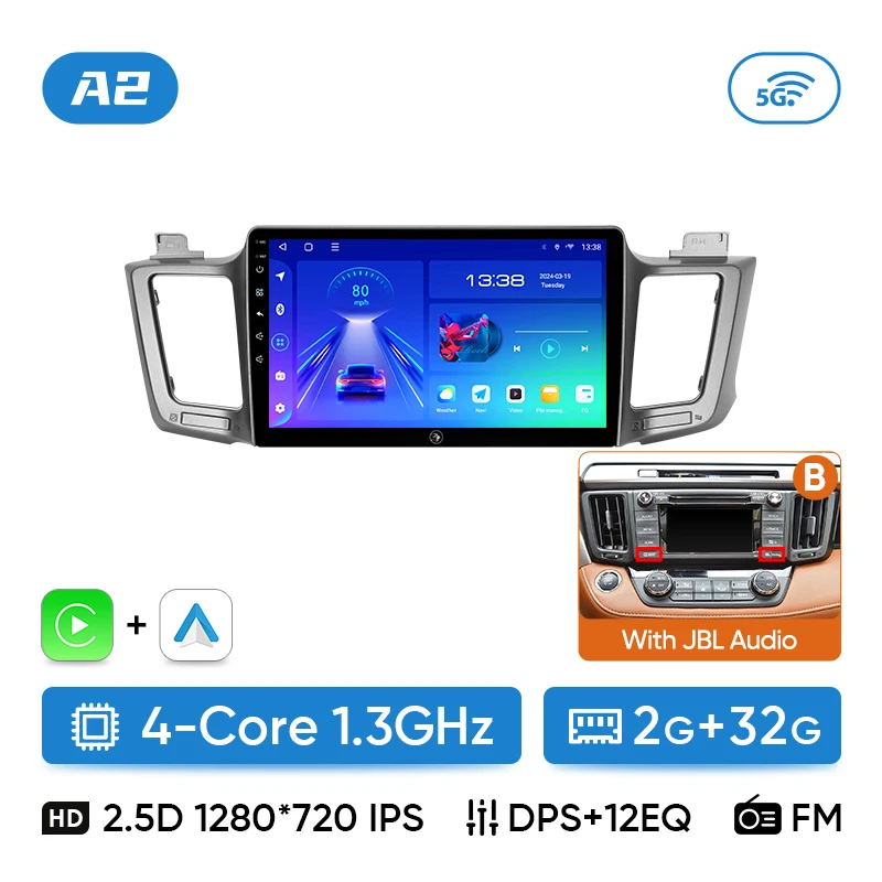 Ainavi autoradio voor Toyota RAV4 RAV 4 XA40 2012-2019 Carplay Android Auto Qualcomm autoradio multimediaspeler DSP 48EQ 2 Din