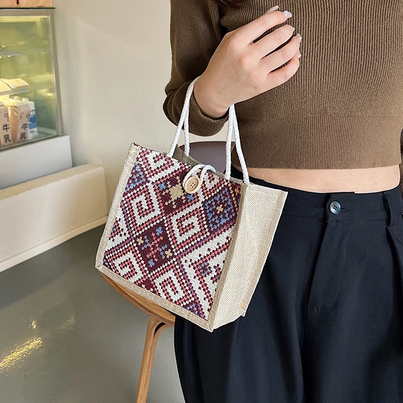 Bolsos de lona para mujer, bolso de hombro Retro informal, bolsos de mano de estilo étnico, bolsos de mano de gran capacidad, bolso de estudiante de estilo japonés