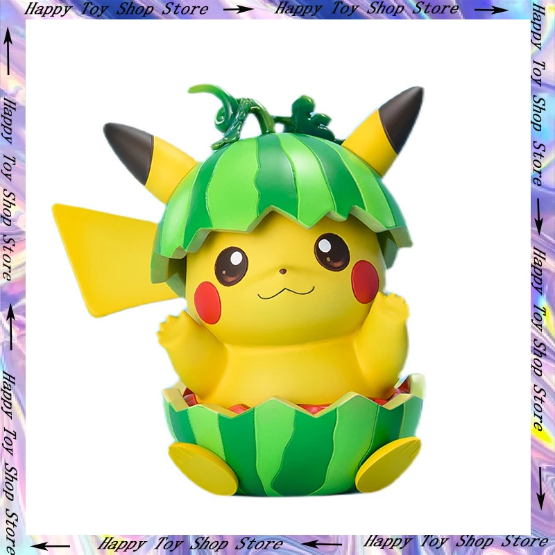 

40cm Watermelon Pikachu Cartoon Doll Kawaii Pokemon Cartoon Character Pvc Toy Model Girl Room Bookshelf Decoration Toy Gift