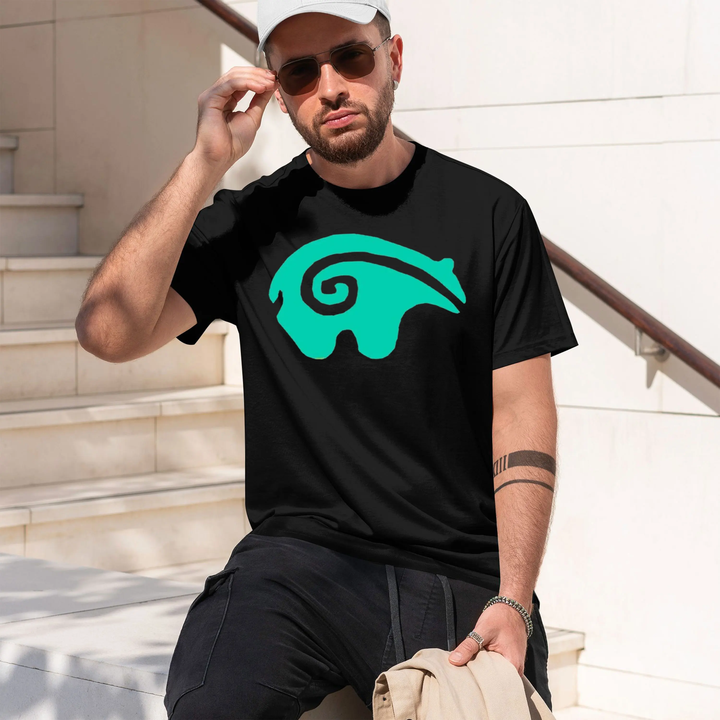 Inspired Turquoise T-Shirt Novelty Print Casual Tee Shirt 2026 New Model Short-sleeve crewneck T-Shirt Classic Casual Multiple C
